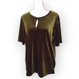 Ashley Stewart Olive Green Velvet Style Top Size 14/16